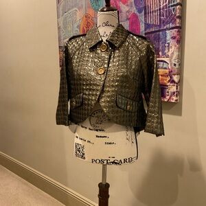 Betsey Johnson Gold Blazer Cropped Suit Jacket
